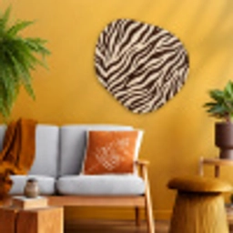 Zebra - Strepen - Bruin Wandcirkel Organisch Aluminium middel -sfeer4
