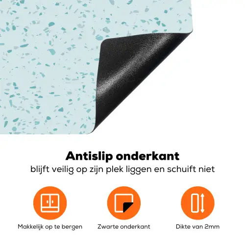 Terrazzo - Patroon - Kleurrijk - Baby Blauw Inductie beschermer vinyl 3mm klein 276 -zzzzzzz-td-onderkant