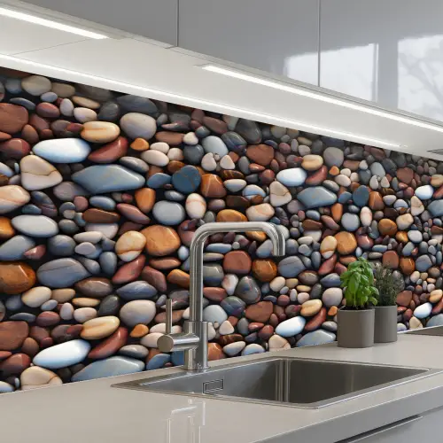 Gepolijst - Kiezel - Warm keuken achterwand 2 middel 871 -3d_schuin