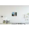 Huizen - Zee - Bomen - Bloemen textielposter latten blank klein -kinderkamer