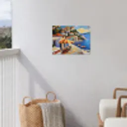 Kustdorp - Huisjes - Mozaïek - Zee tuinposter los doek klein -sfeer8