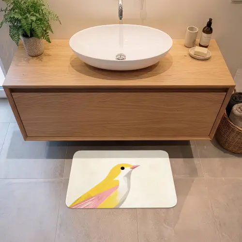 Vogel - Minimalistisch - Geel Badmat klein -sfeer1