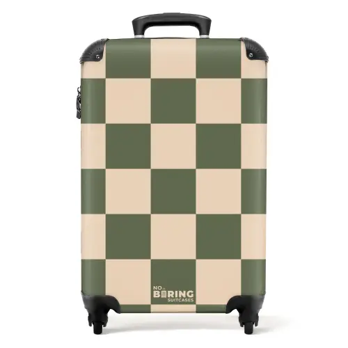 Squares - Groen/Beige NBS - Handbagage koffer - Kinderen Unisex middel -productfoto_recht