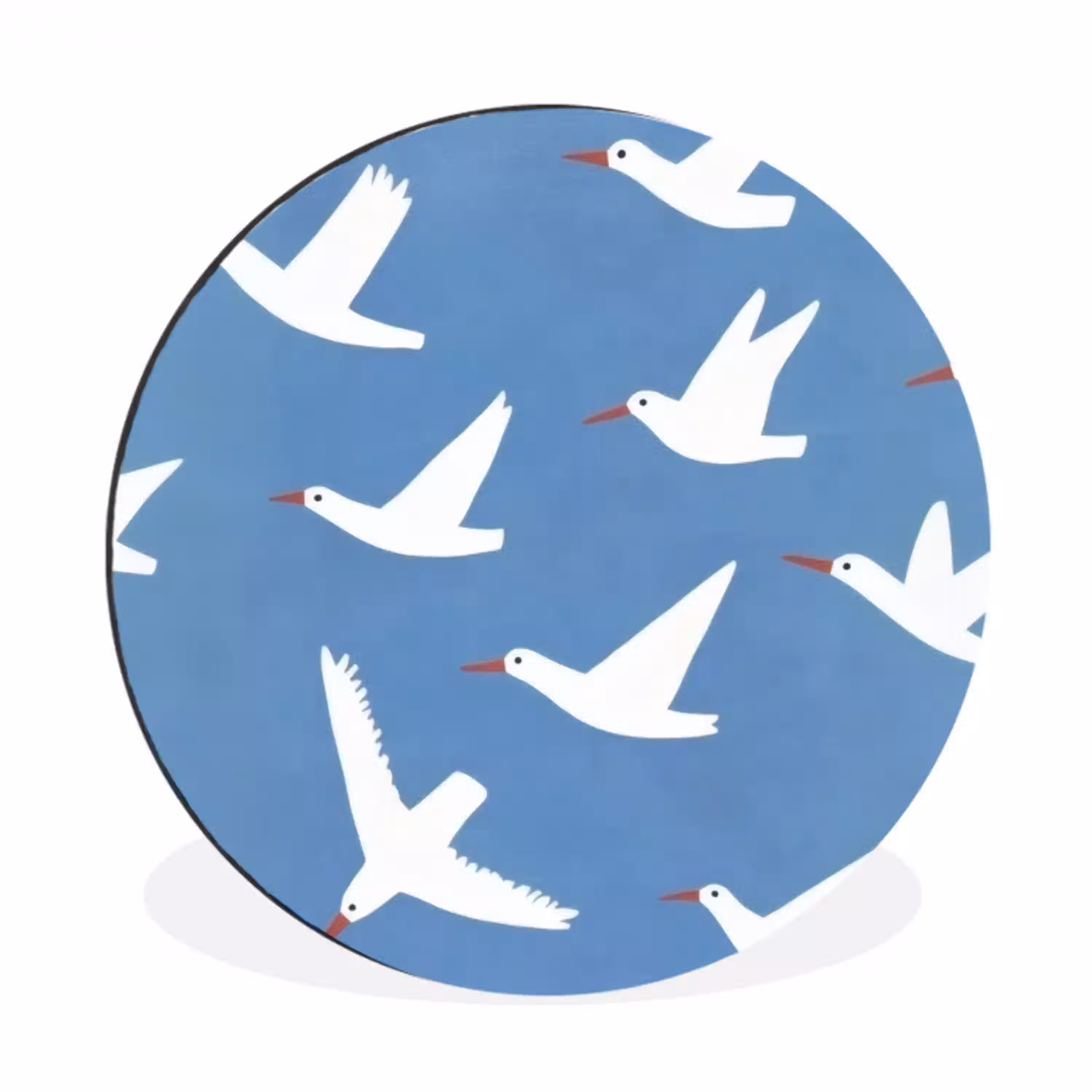 Vogels - Wit - Patroon Wandcirkel aluminium klein -3d