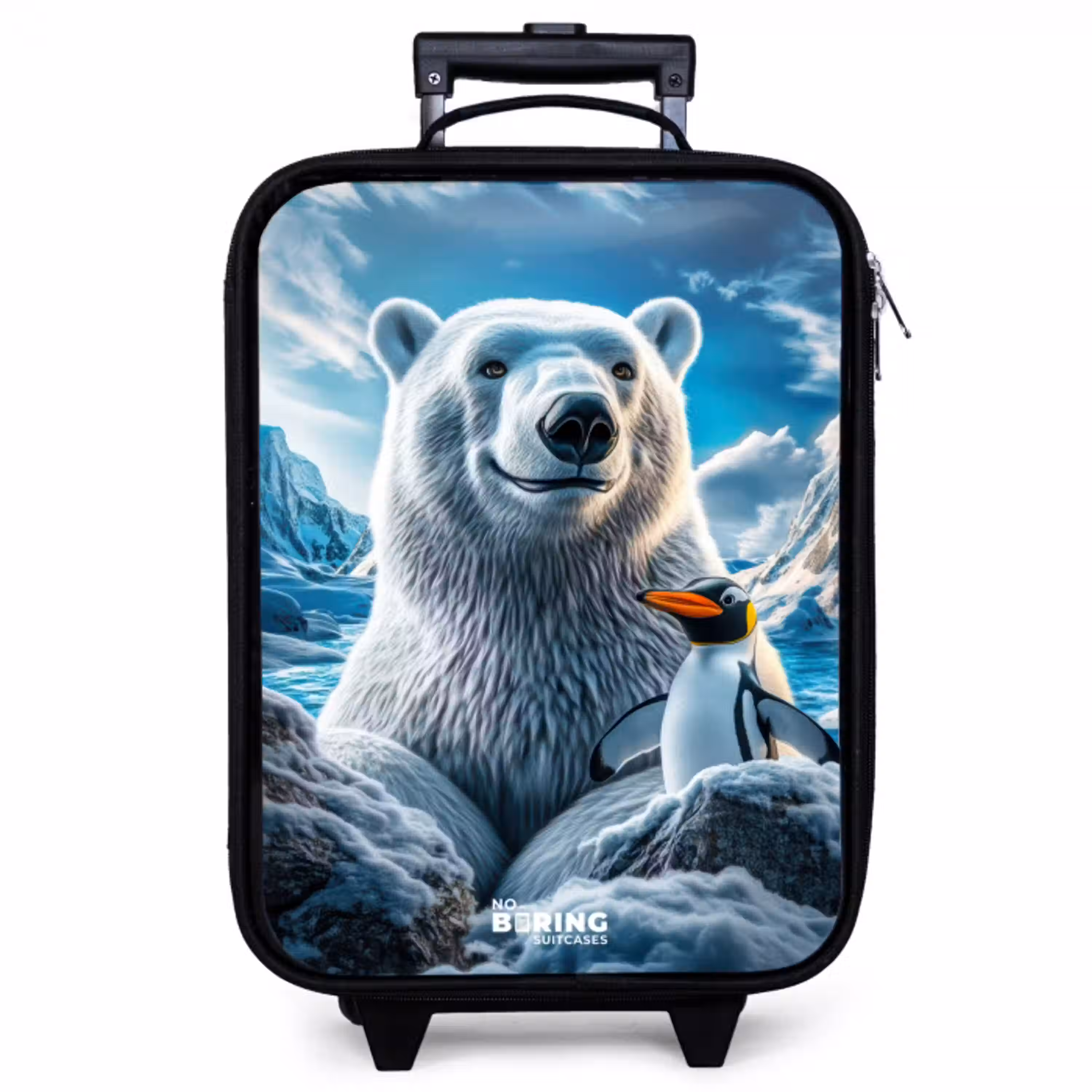 IJsbeer en pinguïn in besneeuwd berglandschap Kinderkoffer - Zwart klein -zzz_website3d