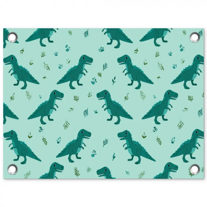 Donkergroen - Dinosaurussen - Afdrukken - Bladeren tuinposter los doek klein -3d