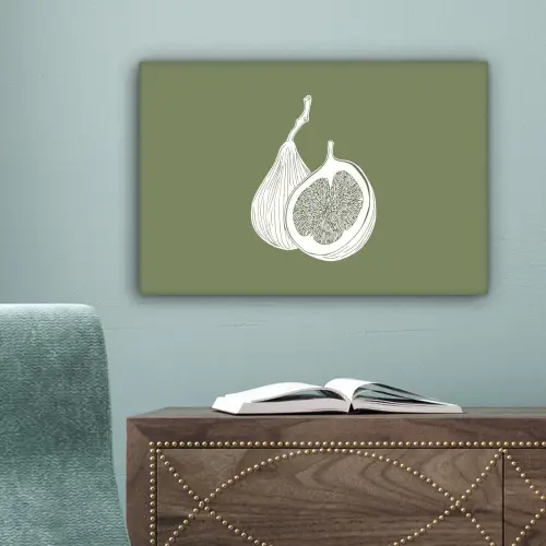 Vijgen - Minimalistisch - Getekend - Mosgroen canvas 2cm klein -sfeer4