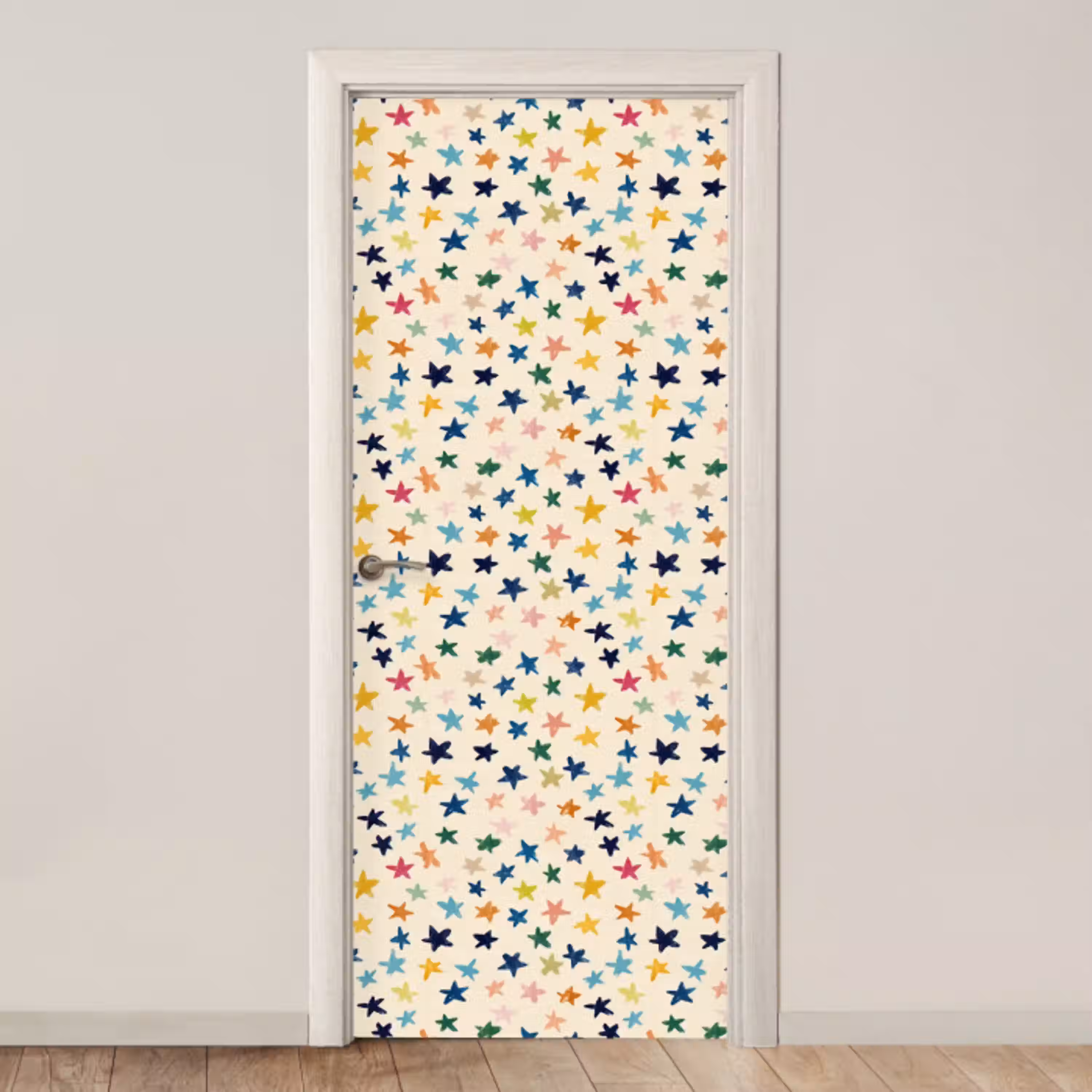 Patroon - Sterren - Kleurrijk deurposter klein 289 -3d_beige
