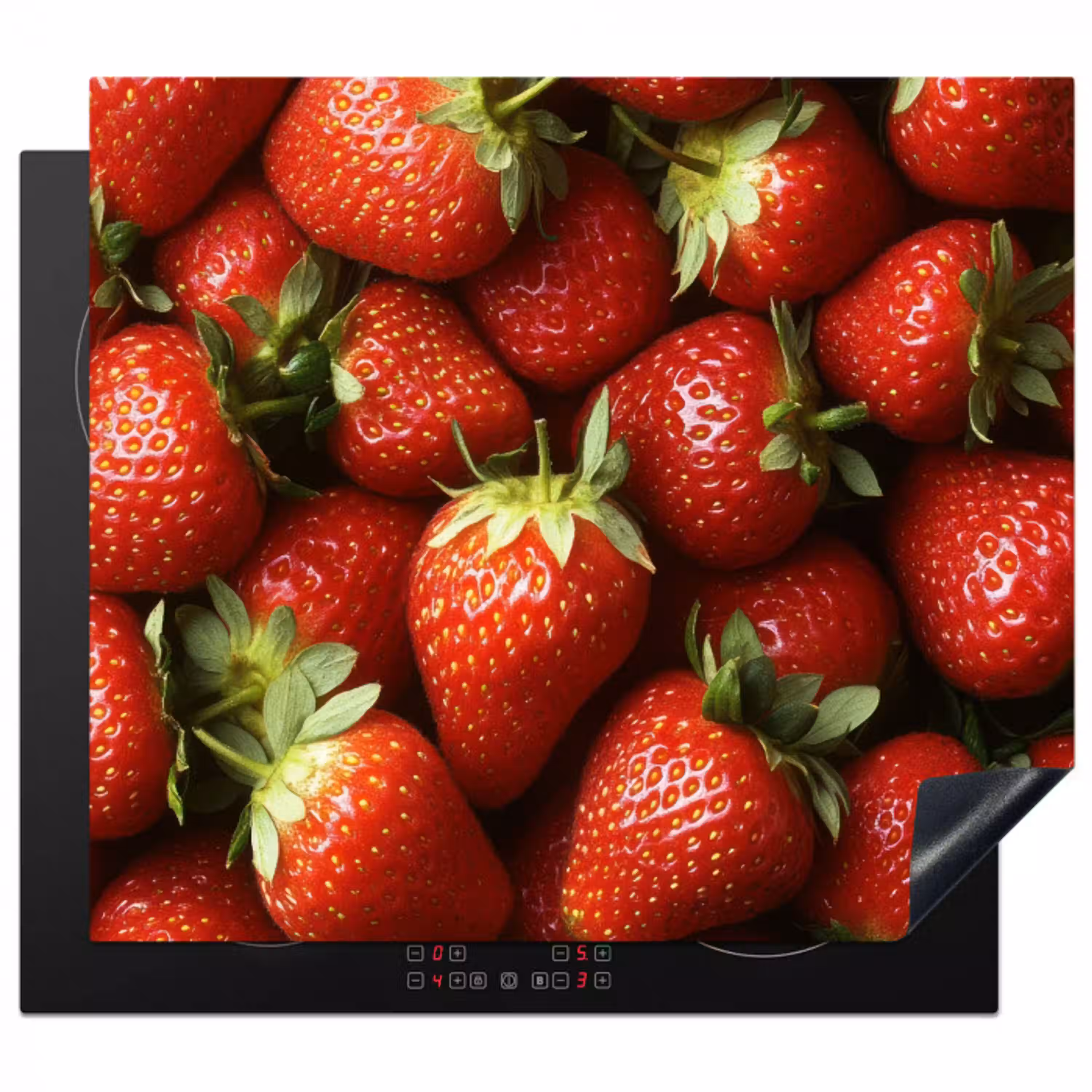 Aardbei - Fruit - Rood Inductie beschermer vinyl 3mm middel -3d