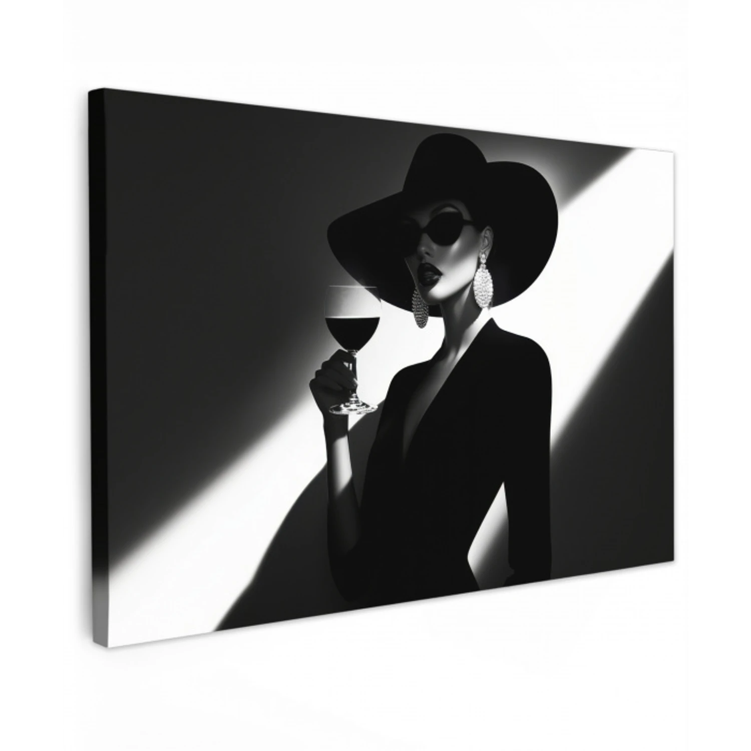 Vrouw - Wijn - Chic Tuinposter op houten frame 2 cm dik klein -3d