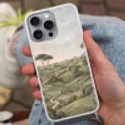 Landschap - Heuvels - Zandpad - Groen Hoesje iPhone 16 Pro Max met koord klein -sfeer3