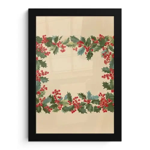 Hulstrand - Bessen - Beige fotolijst zwart zonder passe partout klein -3d