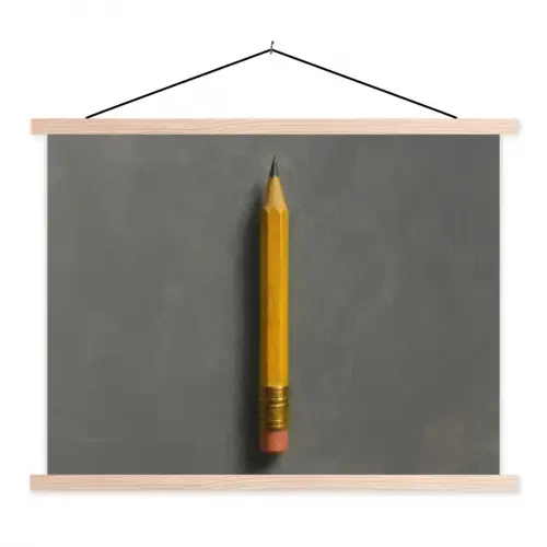 Potlood - Schilderij - Geel textielposter latten blank klein -3d