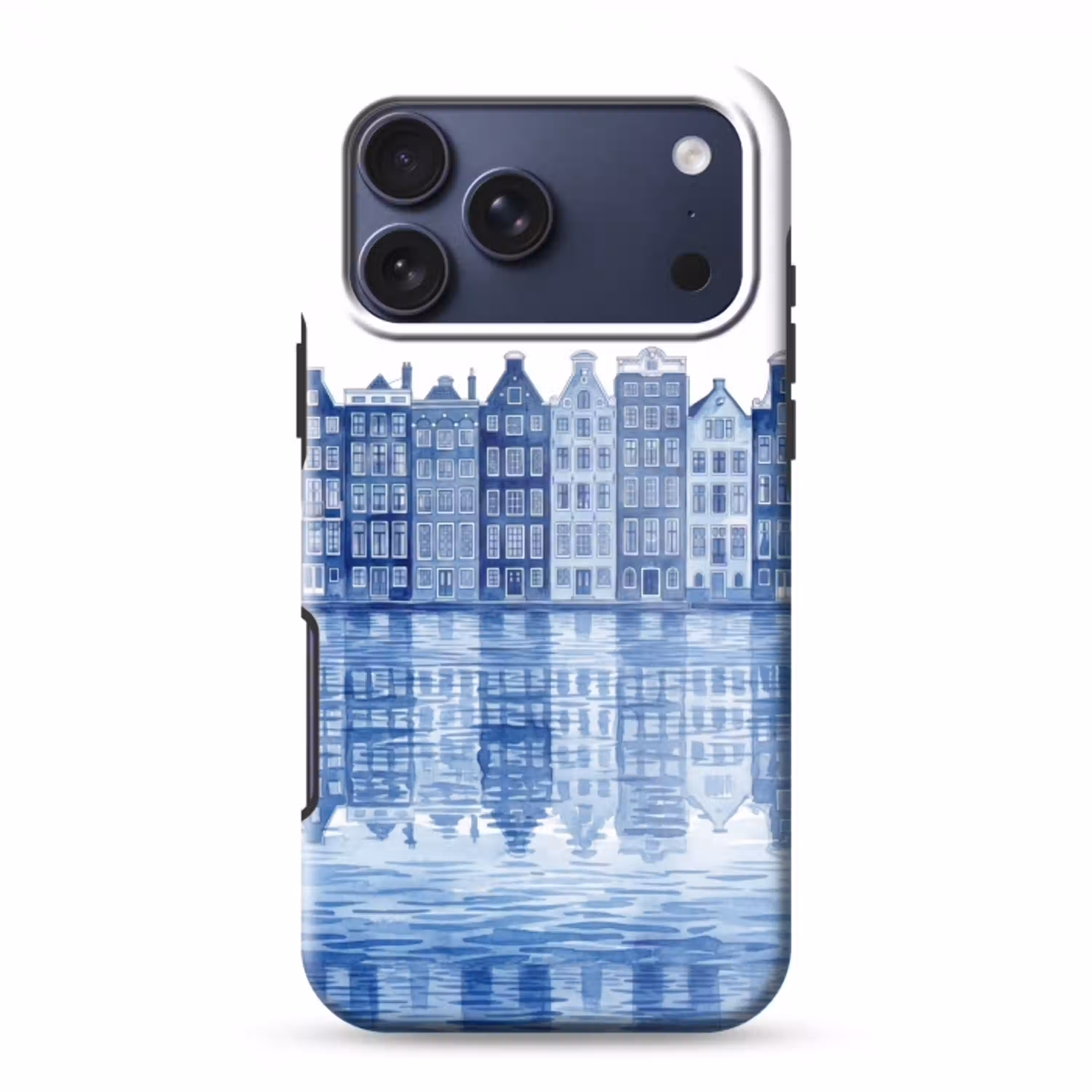 Aquarel - Grachtenpanden - Delfts - Blauw Toughcase MagSafe Apple iPhone 17 Pro Max klein -3d