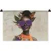 Vrouw - Zonnebril - Vlinder - Bloemen Wandkleed katoen klein -zz3d