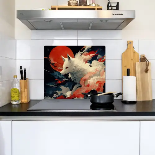 Witte vos - wolken - maan Inductie beschemer met haakjes middel -sfeer2