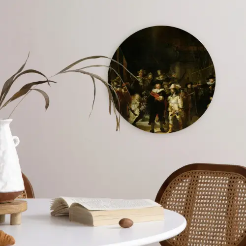 De Nachtwacht - Kunst - Oude meesters - Rembrandt Wandcirkel kunststof plaat 5mm dik klein -sfeer4