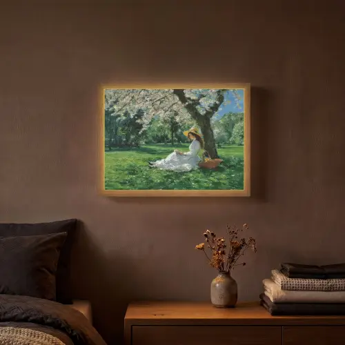 Vrouw - Boom - Boek - Mandje Light Box met batterij (Wandlamp) middel -sfeer4