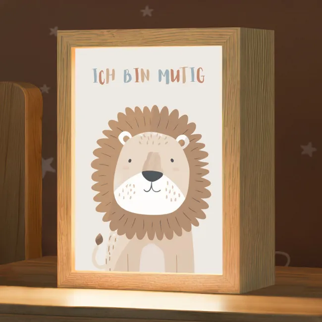 Nachtlampje - Leeuw - Beige - Dier - Moedig - Quote