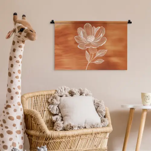 Bloem - Minimalistisch - Wit Wandkleed katoen klein -wsfeer5_kind