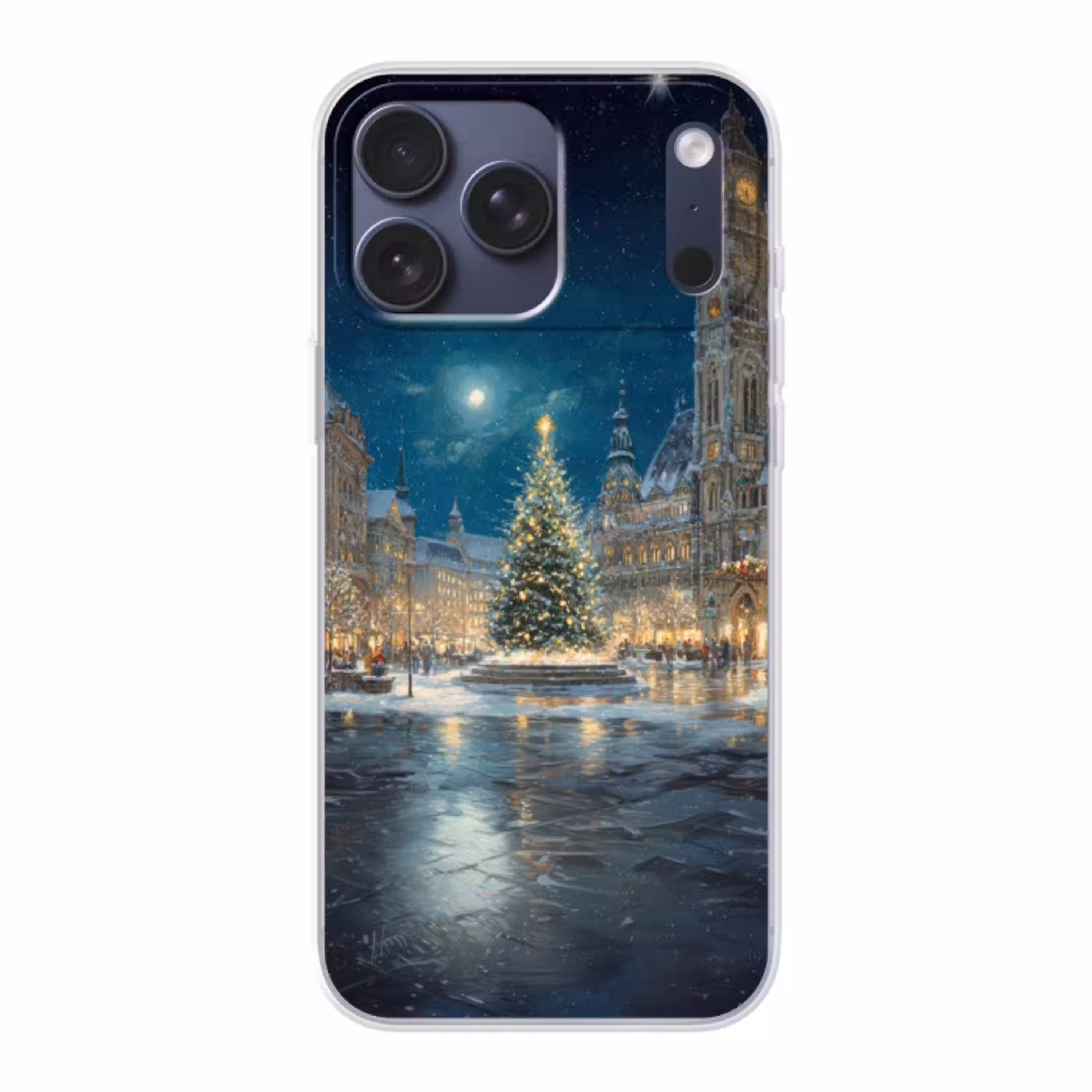 Kerstnacht - Stadsplein - Meerkleurig Telefoonhoesje iPhone 17 Pro Max klein -3d