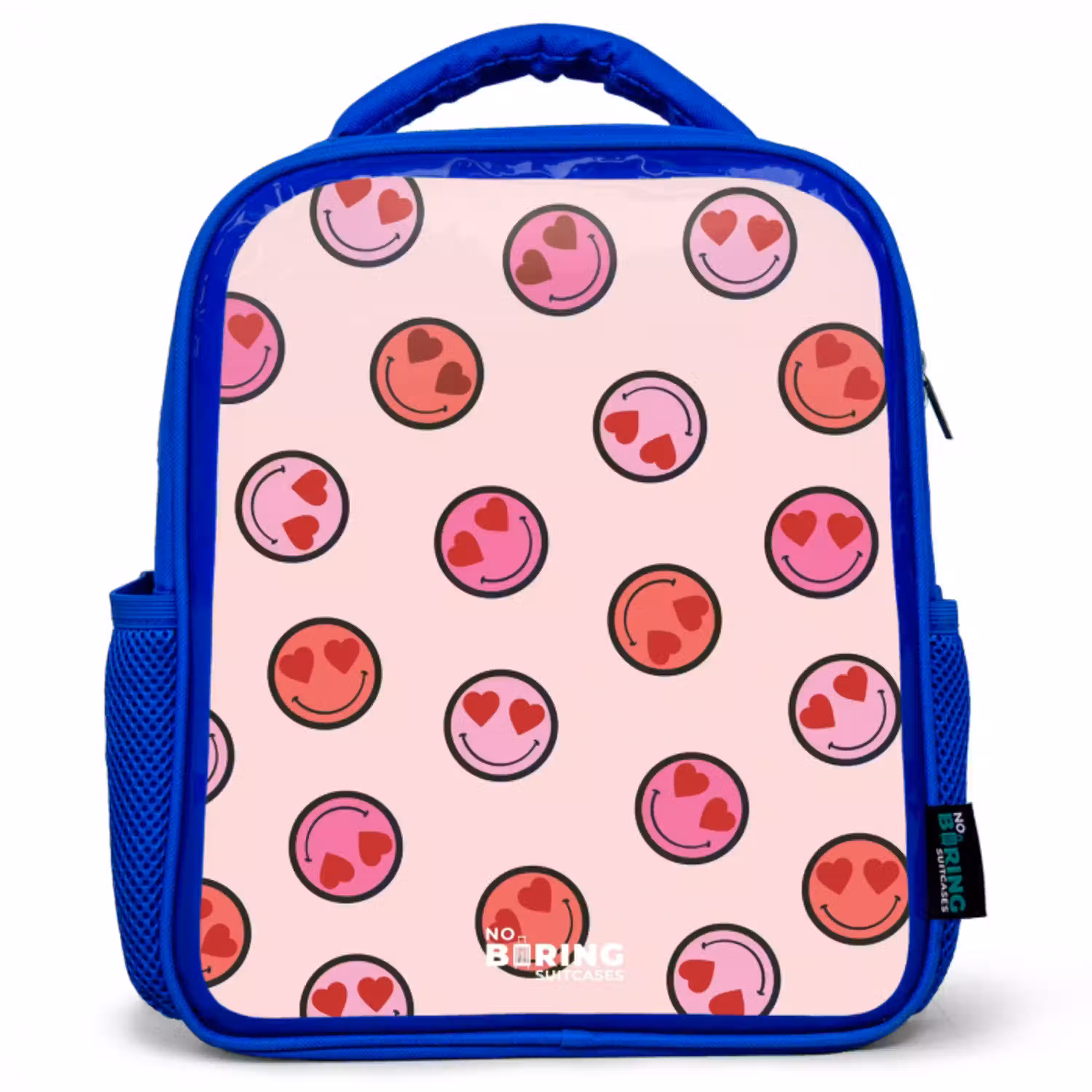 Hartje - Smiley - Patroon Kinderrugzak - Blauw middel -3d
