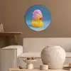 Badeend - Handdoek - Blauw Akoestische PET Vilt - Rond klein -sfeer1