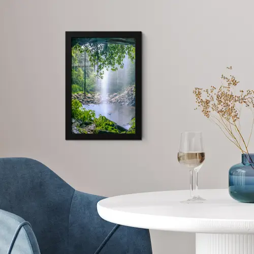 Jungle - Regenwoud - Water - Waterval - Planten fotolijst zwart zonder passe partout klein -sfeer4