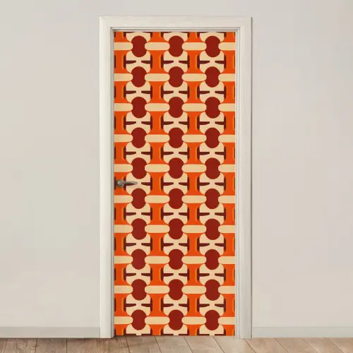 Geometrisch - Retro - Oranje deurposter klein 289 -3d_beige