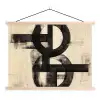 Cirkels - Balken - Zwart - Abstract textielposter latten blank klein -3d