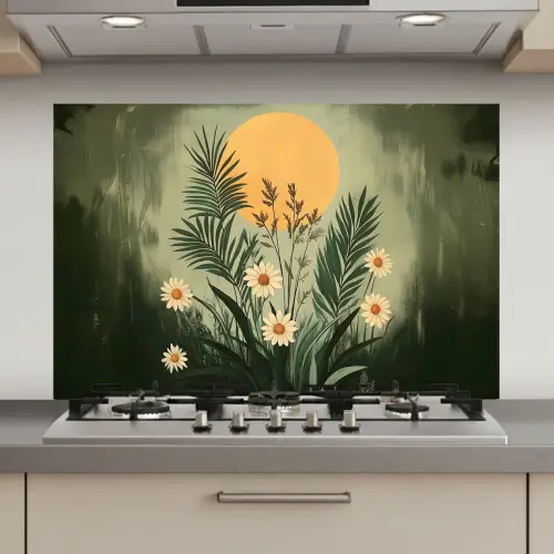 Bloemen - Bladeren - Zon - Groen keuken achterwand spatscherm klein -3d_website