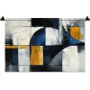 Abstract - Vormen - Goud - Blauw - Geometrisch Wandkleed katoen klein -zz3d