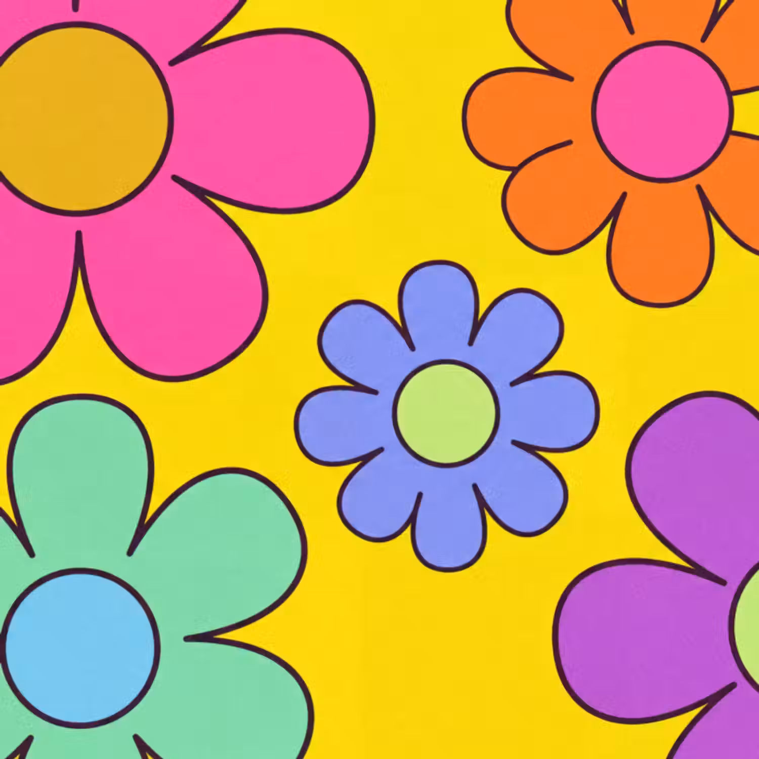 Behang - Bloemen - Illustratie - Kleurrijk