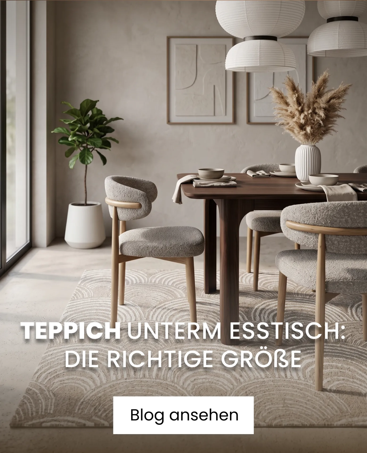 beige teppich unterm esstisch