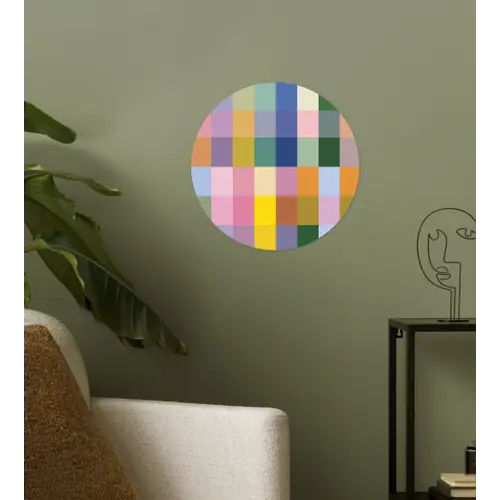Blokken - Vierkant - Patroon - Gekleurd Wandcirkel behangsticker klein -sfeer2