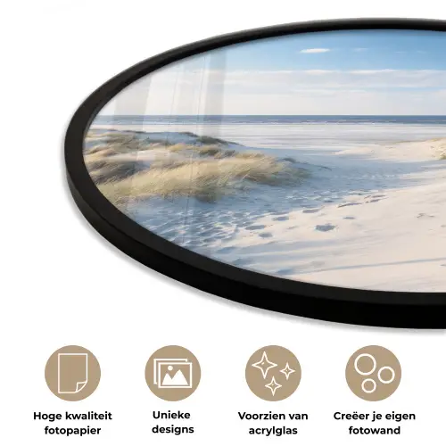 Duin - Meeuw - Strand - Zee - Zon Fotolijst rond zonder passe partout klein -closeup_NL