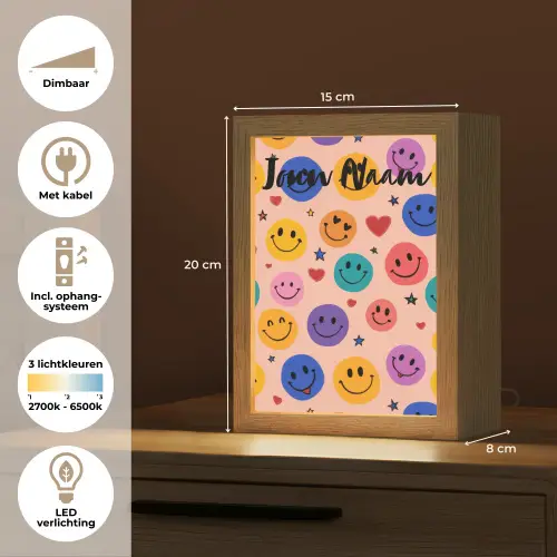 Smileys - Kleurrijk - Hartjes Light Box met kabel (Kinderlampje) klein -USP_NL