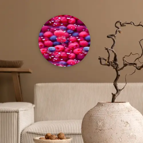 Frambozen - Bessen - Roze - Blauw Wandcirkel plexiglas klein 852 -sfeer1