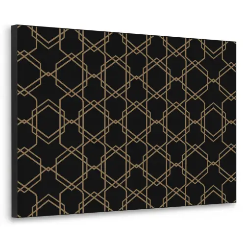 Verweven - Zeshoeken - Zwart - Goud Textielframe - compleet frame klein 947 -3d