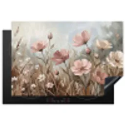 Bloemen - Botanisch - Schilderij - Pastel - Rustiek Inductie beschermer vinyl 3mm klein -3d