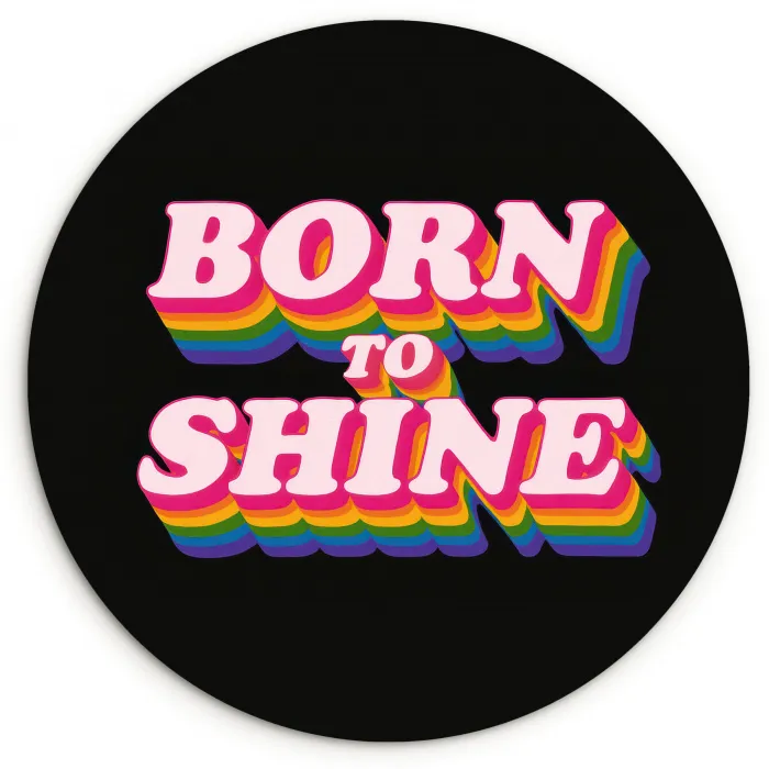 Quote - Regenboog - Roze - Zwart Wandcirkel kunststof plaat 5mm dik klein -3d
