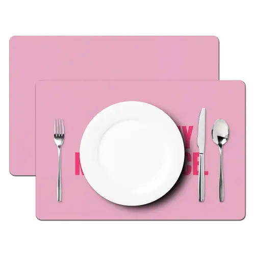 Tekst - Modern - Roze Placemat vinyl groot -zzsfeer2_Kitchenyeah-website