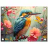 IJsvogel - Bloesem - Natuur - Vogels - Bloemen tuinposter los doek klein -3d