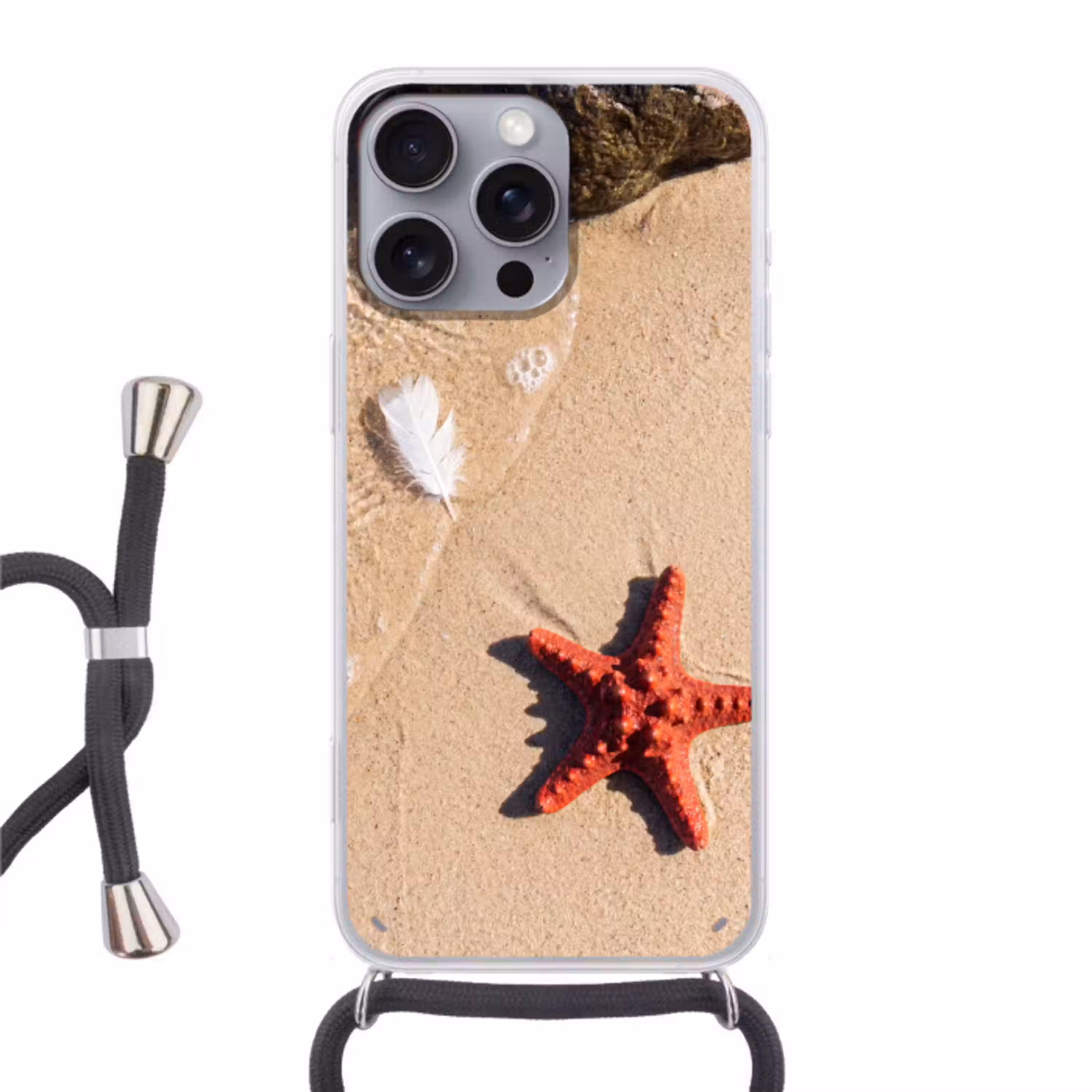 Dieren - Strand - Zee - Natuur - Rood Hoesje iPhone 16 Pro Max met koord klein -3d
