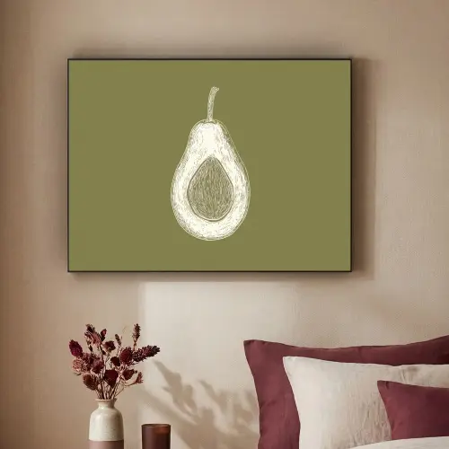Avocado - Minimalistisch - Illustratie - Groen Textielframe - compleet frame klein -sfeer1
