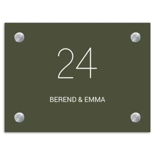 Donkergroen - Klassiek Naambord Rechthoek middel -3d