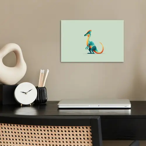 Staart - Dino - Minimalistisch - Blauw poster papier klein -sfeer1