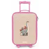 Blauwe dinosaurus op een beige stippenachtergrond Kinderkoffer - Roze klein -zz3dotto