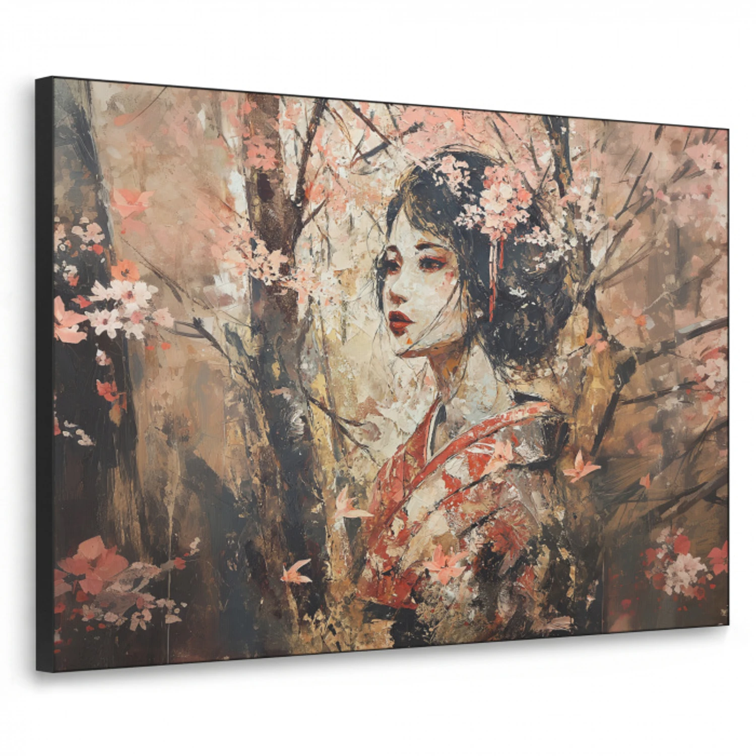Kimono - Vrouw - kersenbomen Textielframe - compleet frame klein -3d