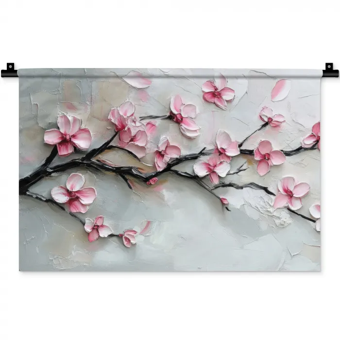 Bloesem - Kunstzinnig - Roze - Sakura Wandkleed katoen klein -zz3d